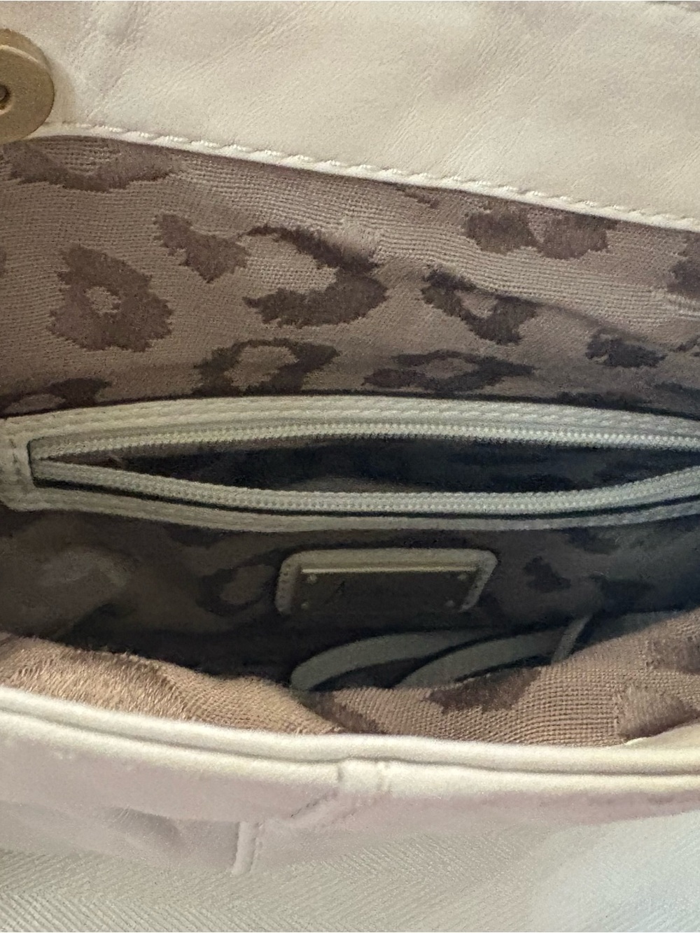 Marciano Neutral Beige Clutch with Leopard-Print Interior